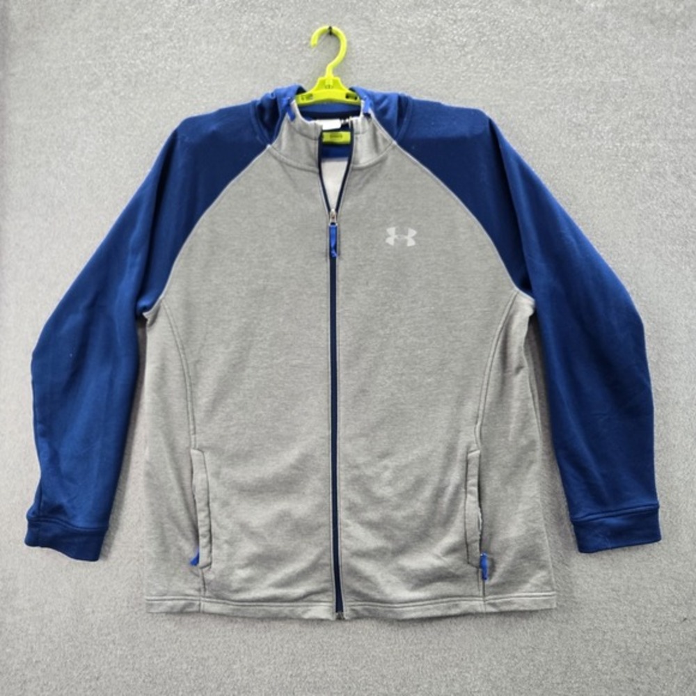Under Armour‎ Men Sweatshirt 2XL Gray Colorblock Activewear Logo Zipper Long